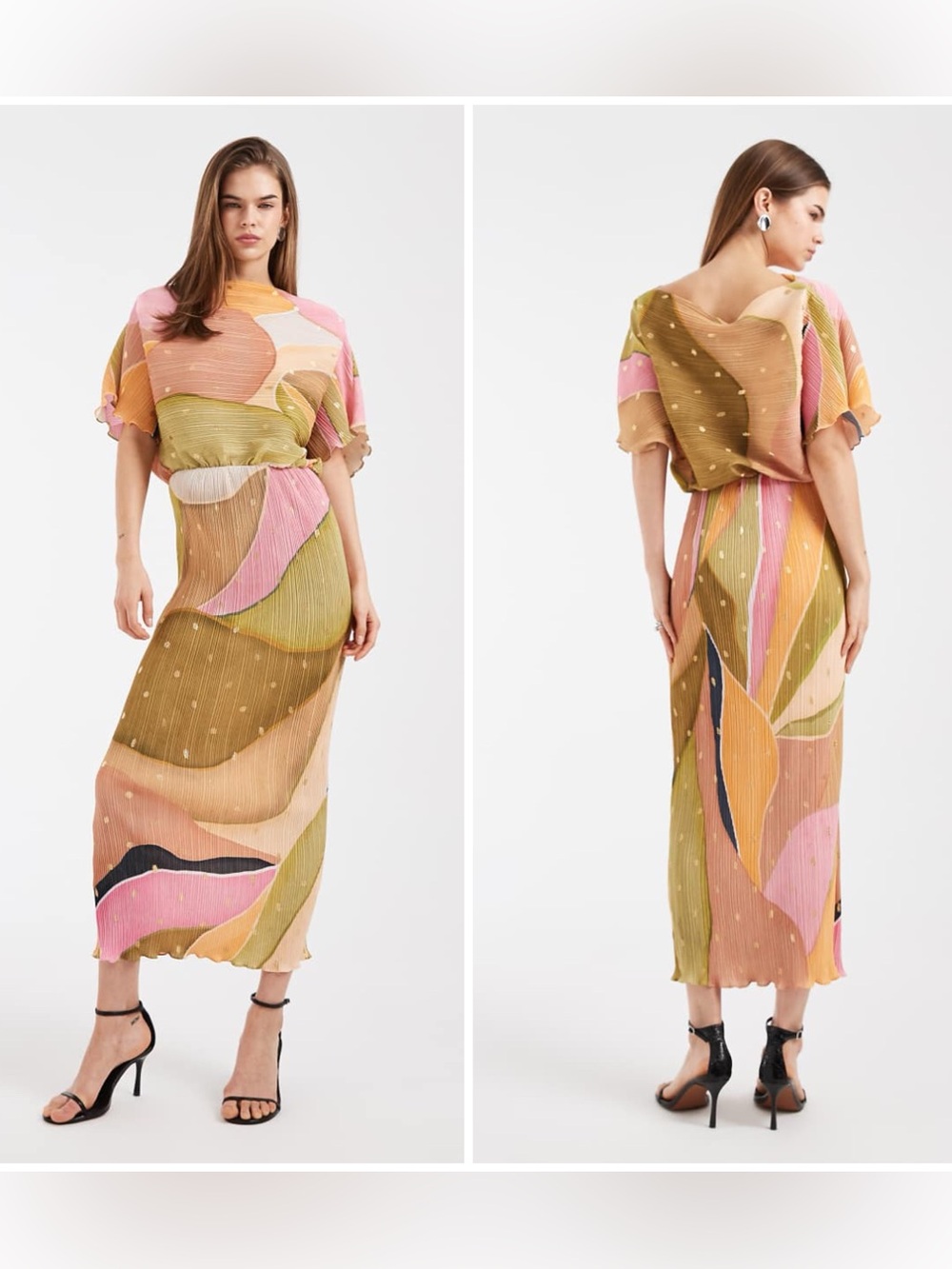 $298 NWOT Never Fully Dressed Tilly Abstract Plissé Pleated Maxi Dress Size L